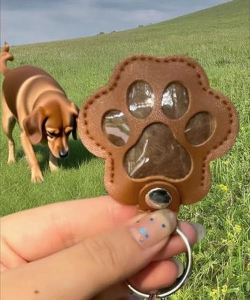 Pet Paw Shaped Leather Hair Storage Keychain, 5 Pcs | Dog and Cat Memorial
