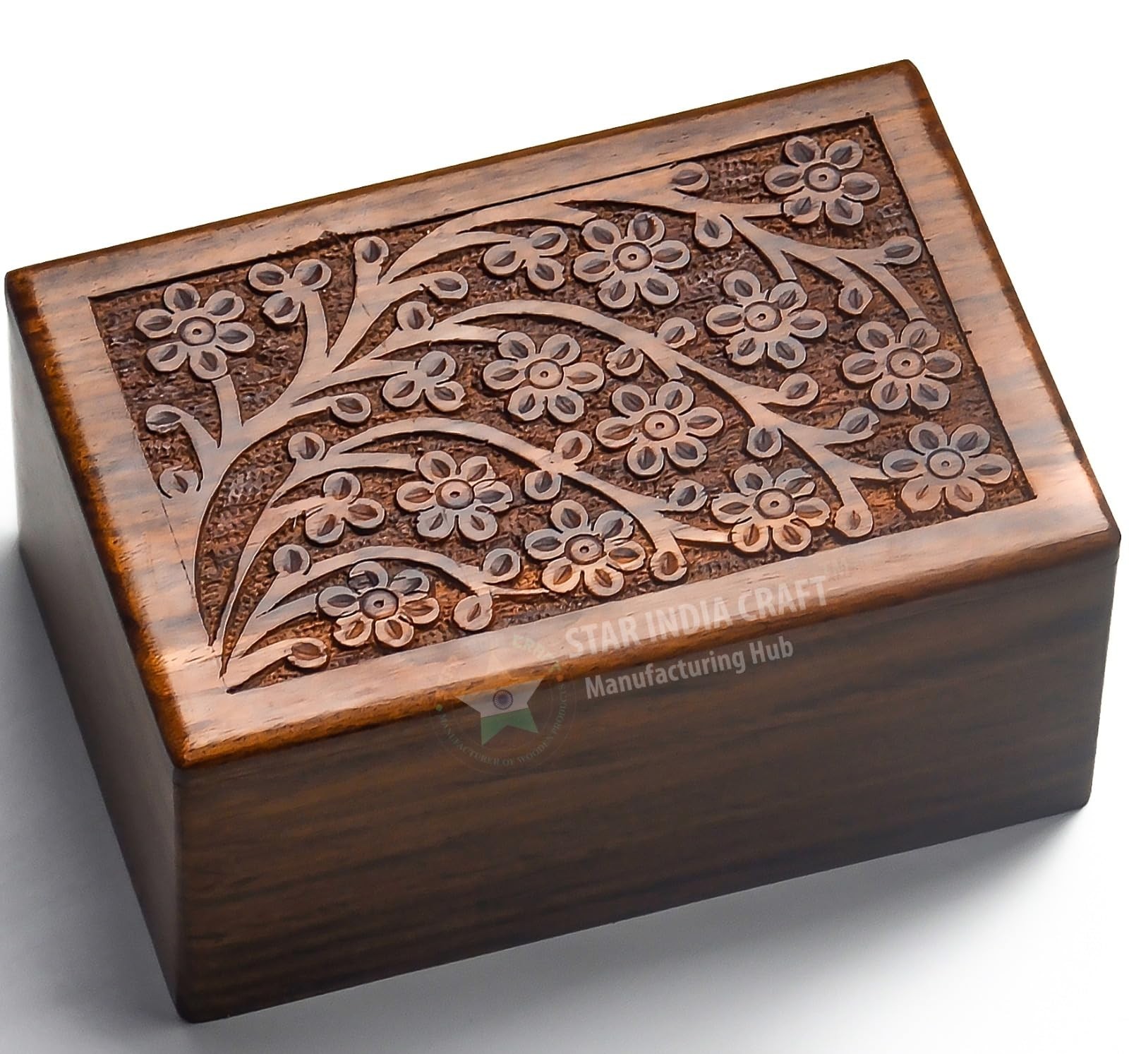 Natural Rosewood Hanging Ornament Wooden Urn Box Tree of Life Design 40lbs