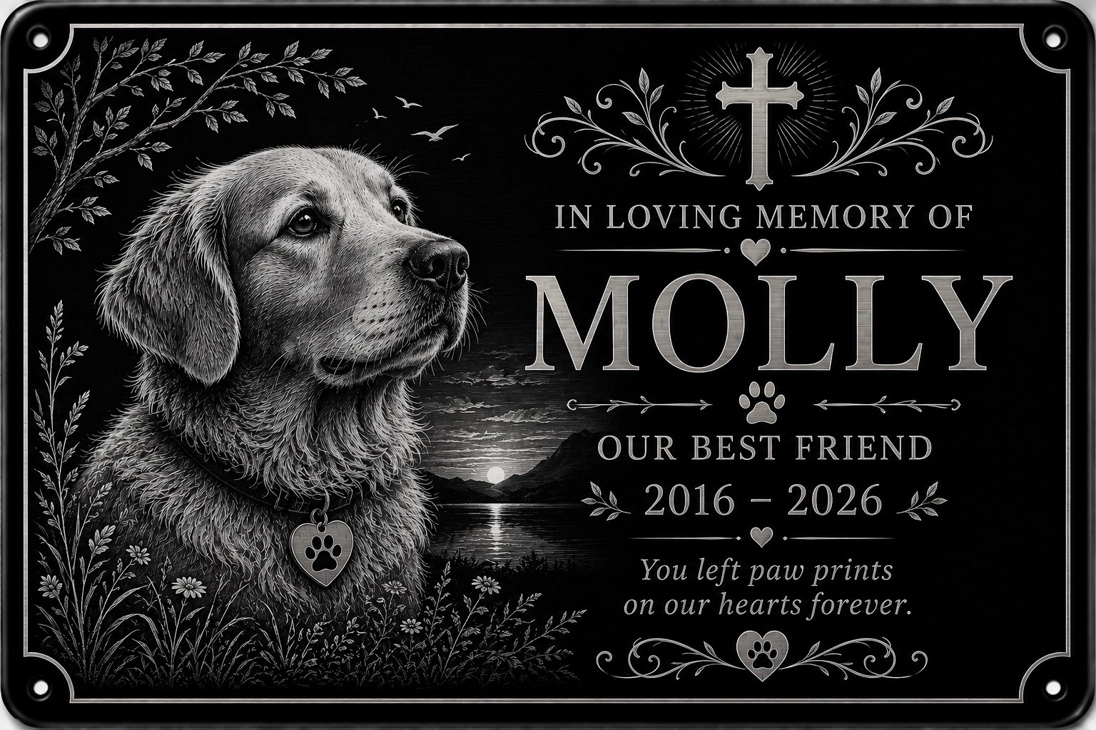Personalised Pet Memorial Plaque Custom Photo Engraved Aluminium Dog Cat Horse