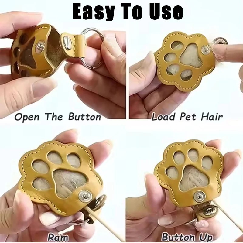 Pet Hair Memorial Keychain PU Leather Keepsake Locket Pendant