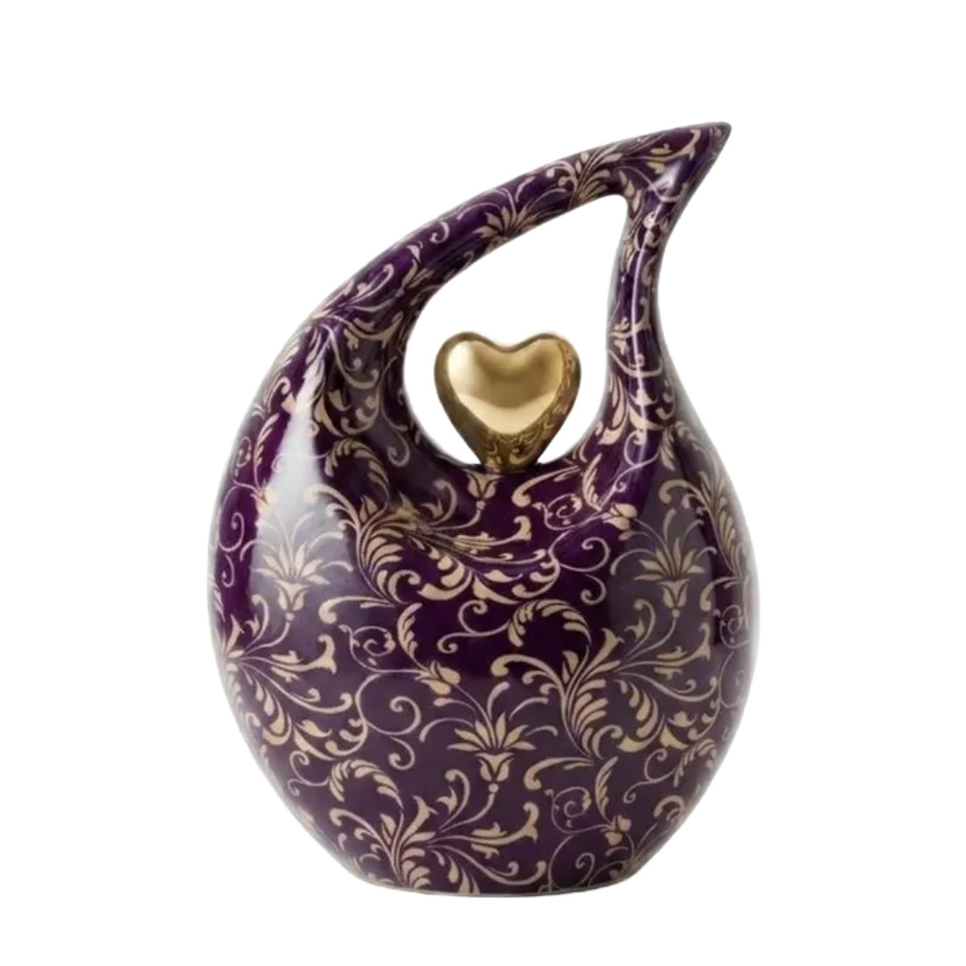 Handcrafted Large Purple Teardrop Cremation Urn for Human Ashes Men & Women