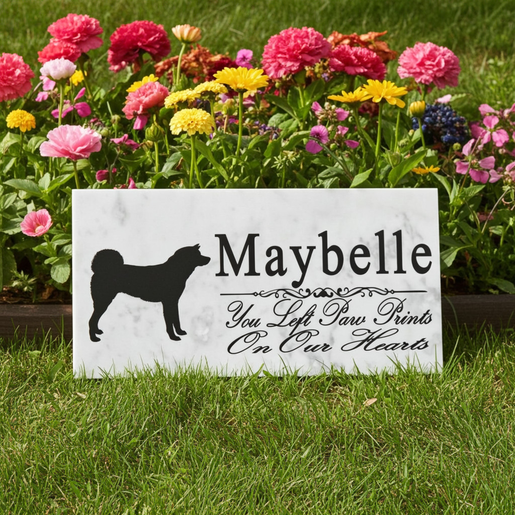Akita Inu Memorial Marble Stone Plaque Personalized Dog Garden Plaque Custom Gra