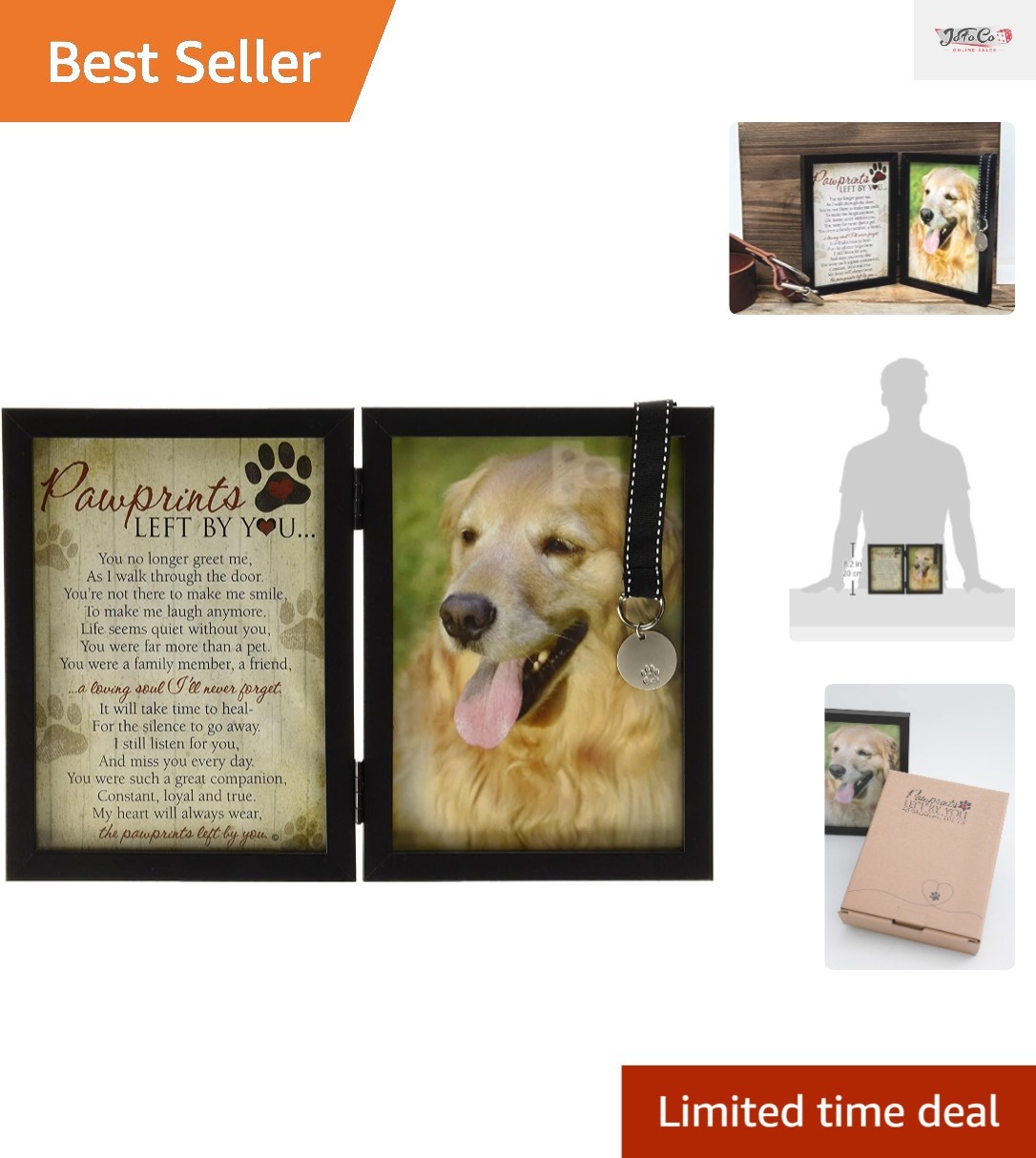 Pawprints Pet Memorial Frame – Touching Sympathy Gift with Personalized Tag