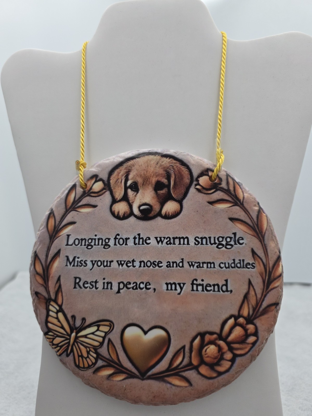 Pet Memorial Garden Round Plaque for Dog 6″ Rest In Peace, My Friend.