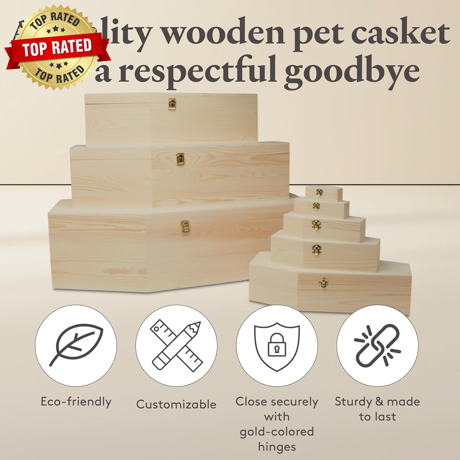 Pet Casket, Wooden Pet Burial Box, 24″ Loving Dog Memorial, Strong and Safe Pet
