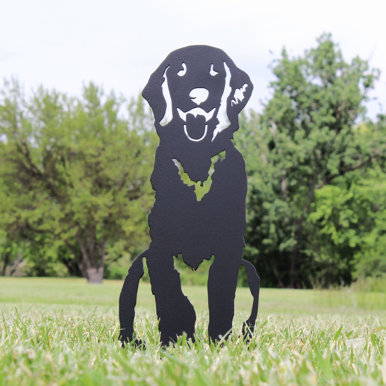 Golden Retriever Sitting Black Metal Dog Silhouette