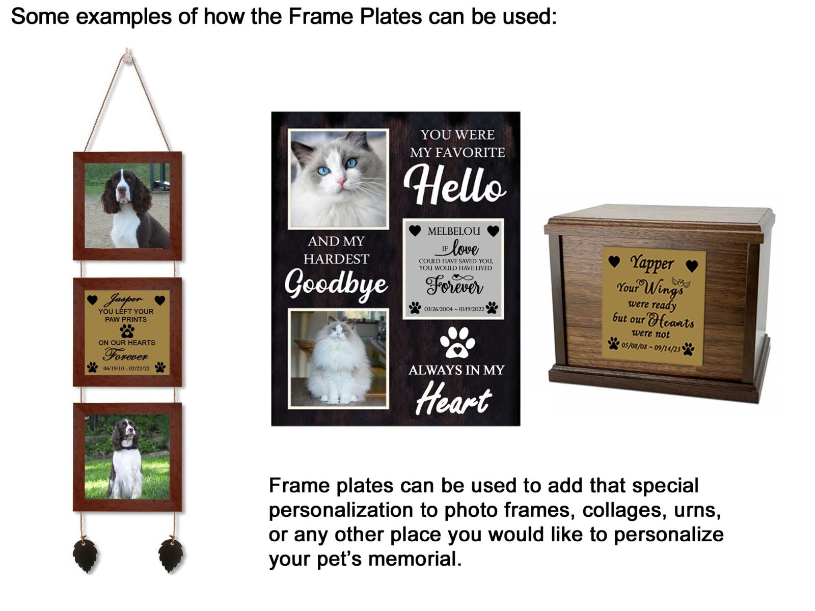 Engraved Pet Loss Poem Plate Frame Plates 2-7/8″ Square Many Choices and Designs