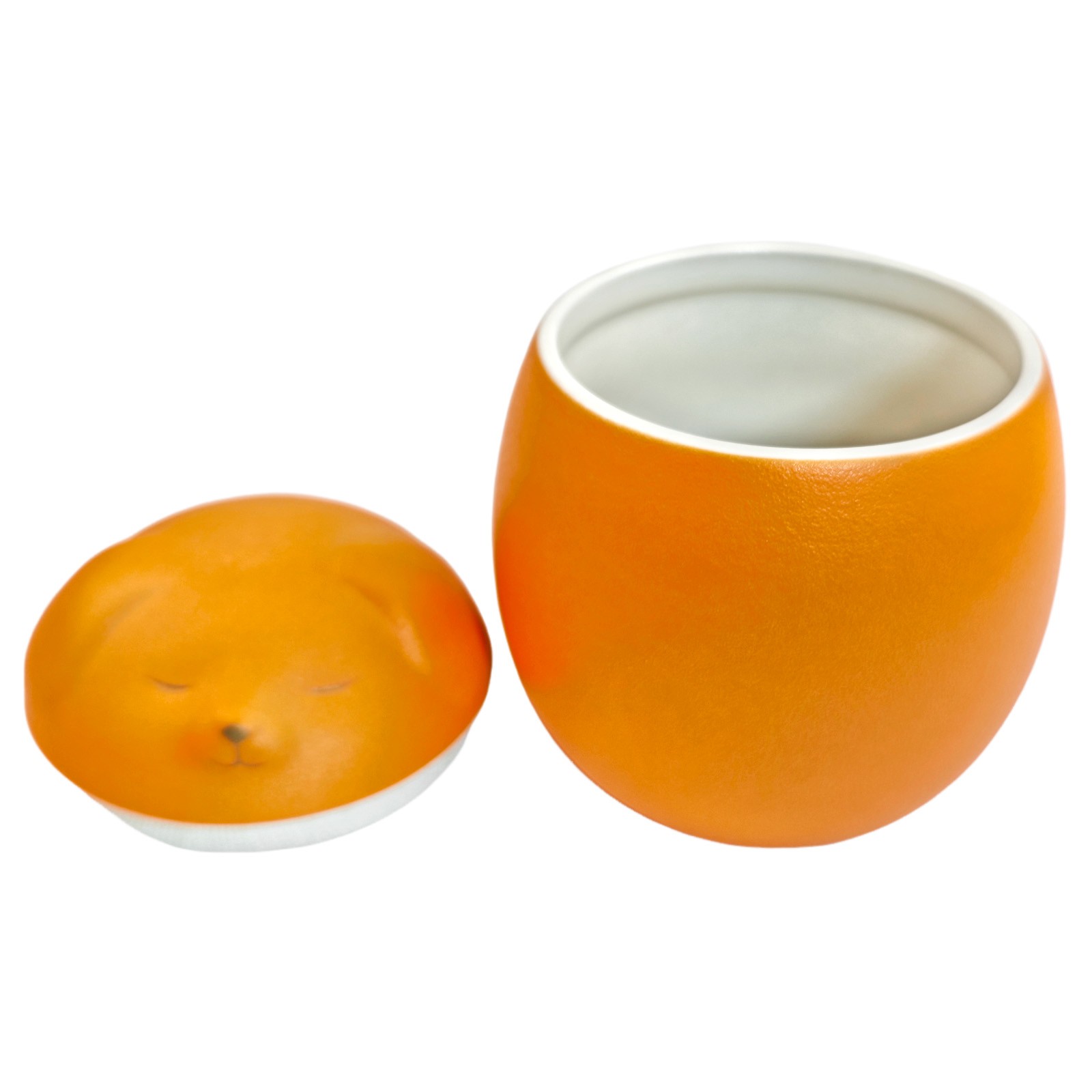 Smiley Dog Shaped Orange Pet Urn 4.9×4.3 inches For Small Dog And Cat Ashes
