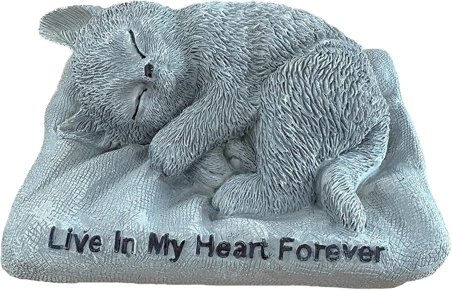 Cat Memorial Stone – Resin Sleeping Cat Statue for Garden & Grave Marker