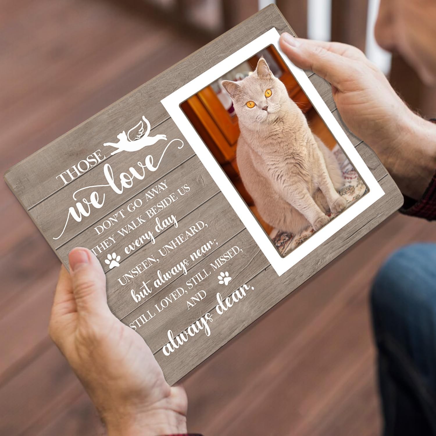 Cat Picture Frame, Cat Memorial Wooden Photo Frame, Pet Remembrance Gift, Sym…