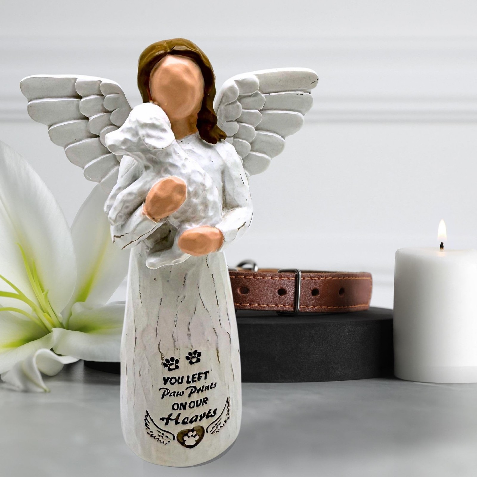 Dog Memorial Angel Figurine – Loss of Dog Sympathy Gift, White