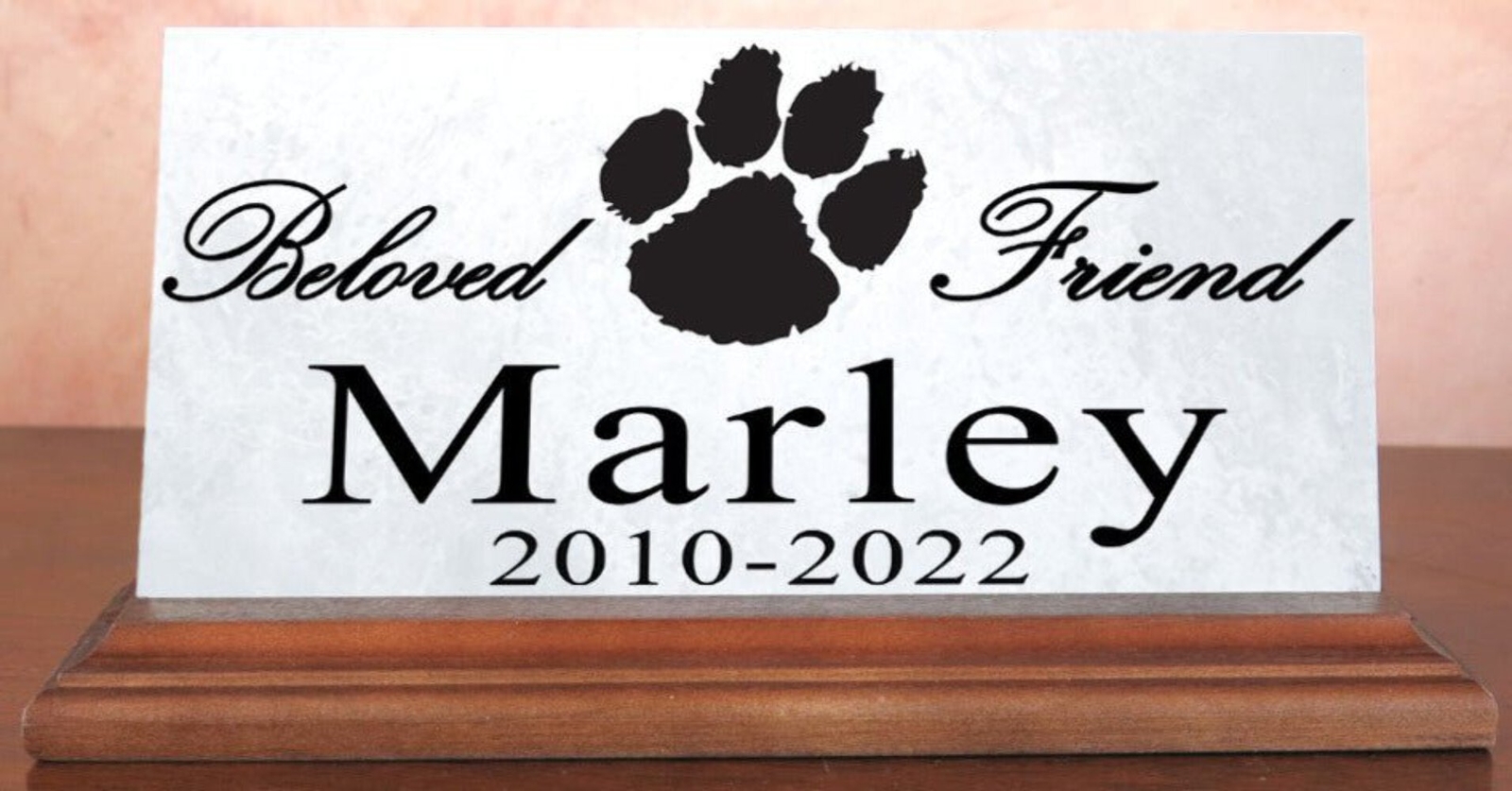 Dog Memorial Plaque Keepsake Sign for Shelf Or Mantel Personalized Pet Name & Da