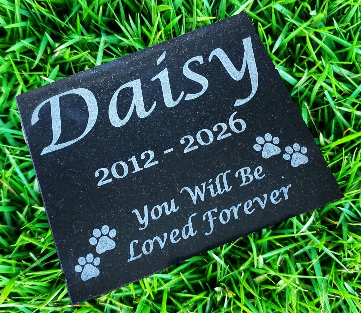 Pet Loss Memorial Burial Stone: Granite Garden Plaque Grave Marker Headstone A4