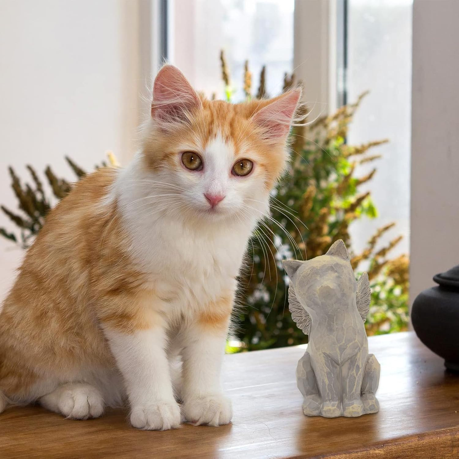 Cat Angel Memorial Figurine, Gray, Resin Sculpture for Cat Lovers, Pet Loss G…