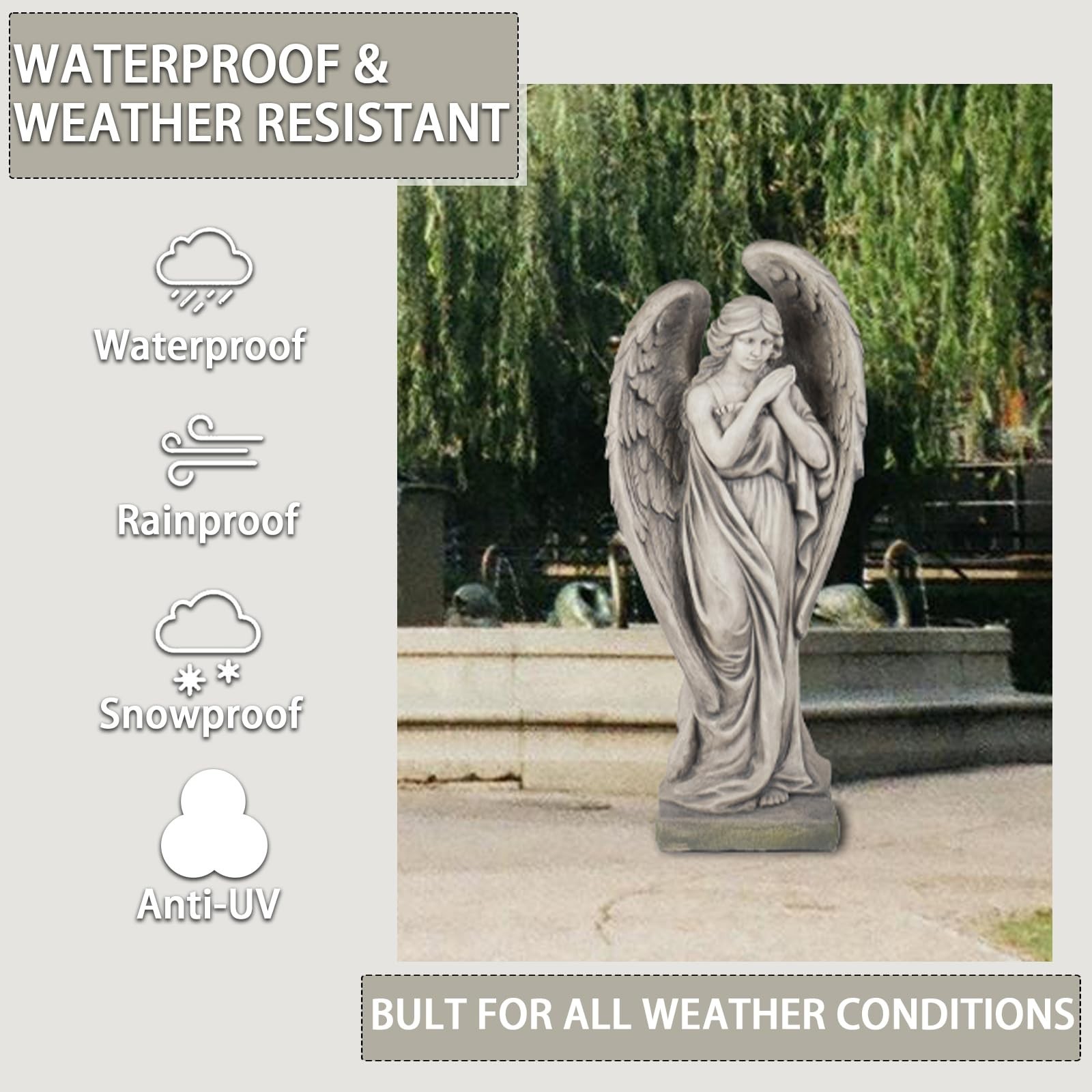 Outdoor Statues Angel Décor Garden Statue – 34 inch Large Garden Angels Out