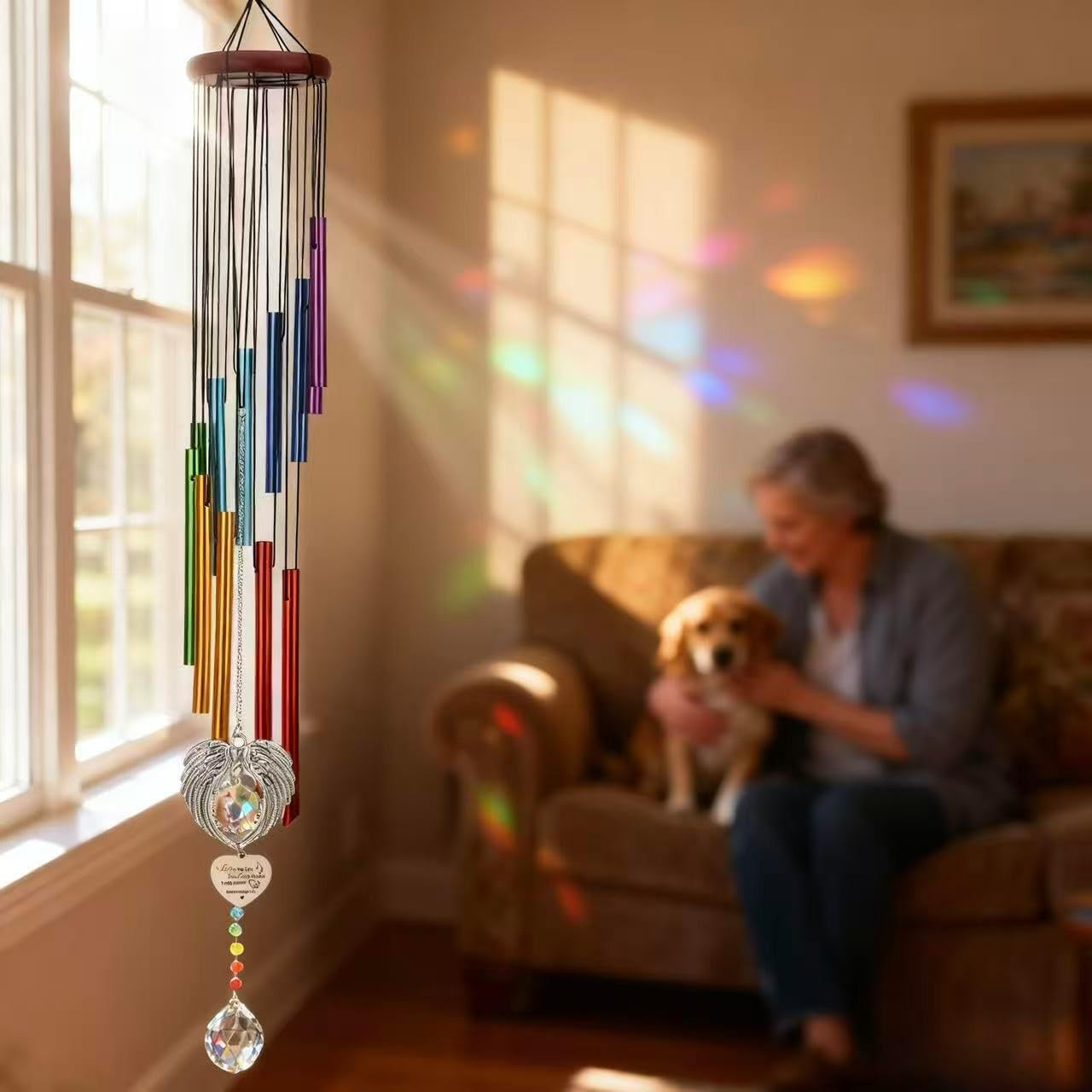 Dog Memorial Wind Chime, Sympathy Gift for Loss of Dog, Rainbow Bridge Remembran