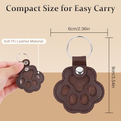 9 Pcs Dog Hair Storage Keychain, Leather Pet Memorial Keepsake Key Chain for