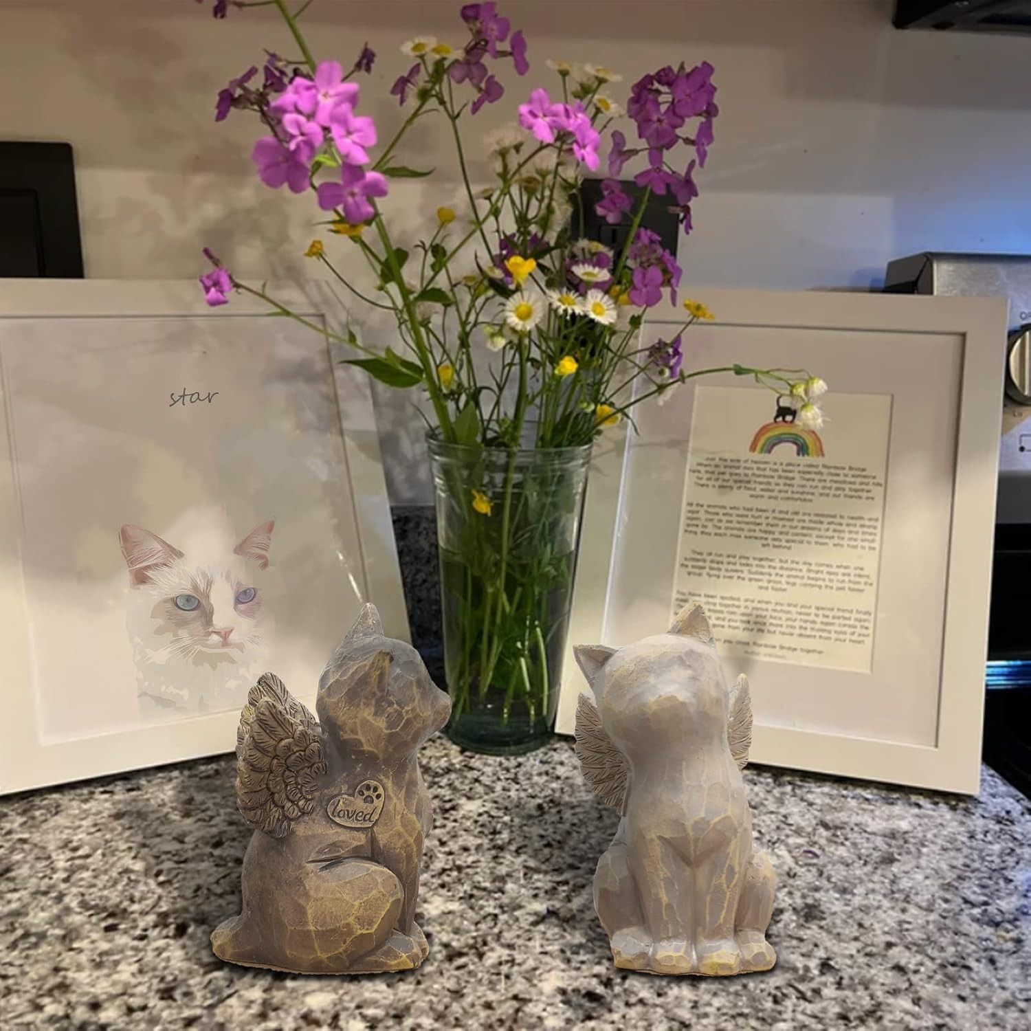 Cat Angel Memorial Figurine, Gray, Resin Sculpture for Cat Lovers, Pet Loss G…