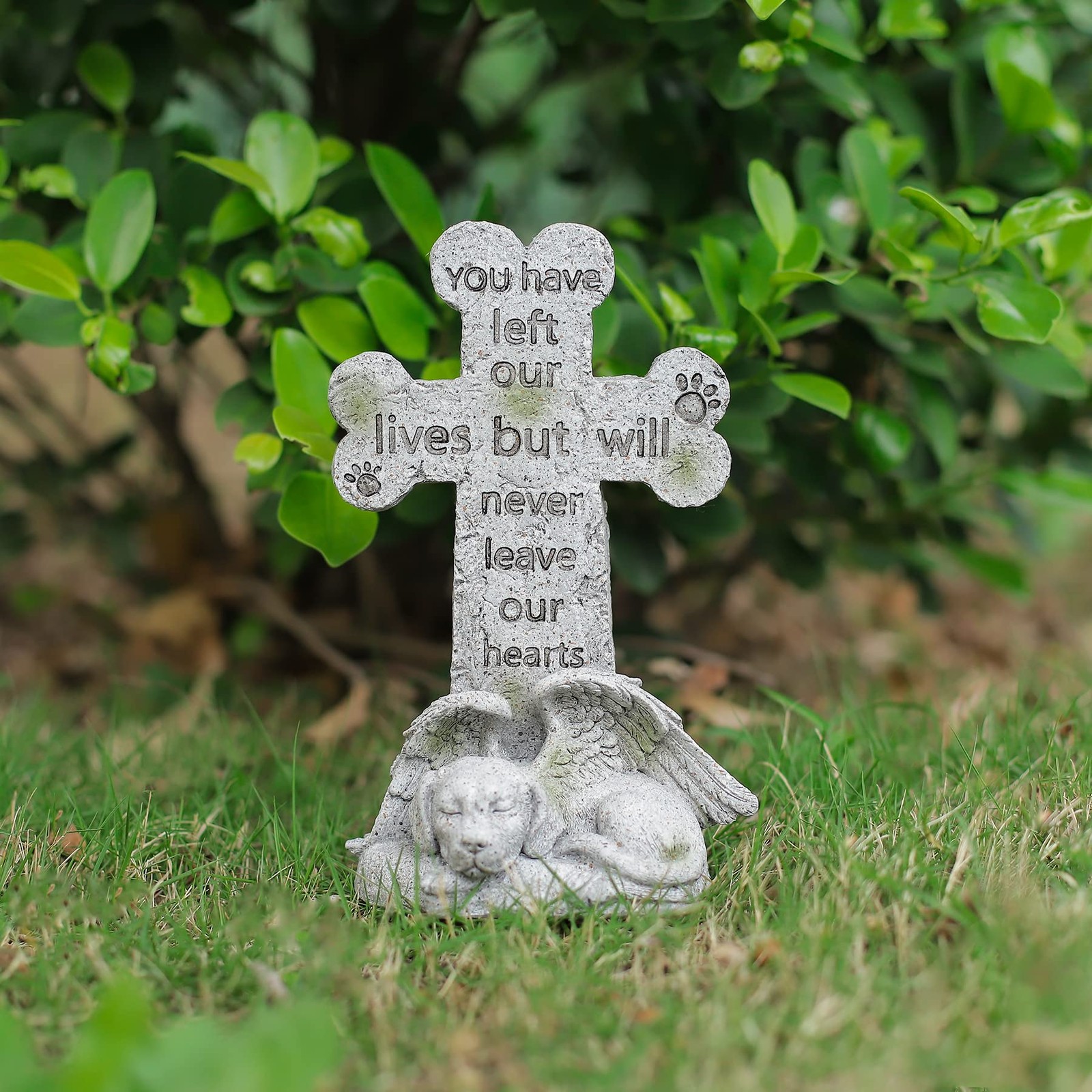 Floryden Memorial Statue – Sleeping Dog Angel 5.31 x 3.15 x 8.27inch, Gray