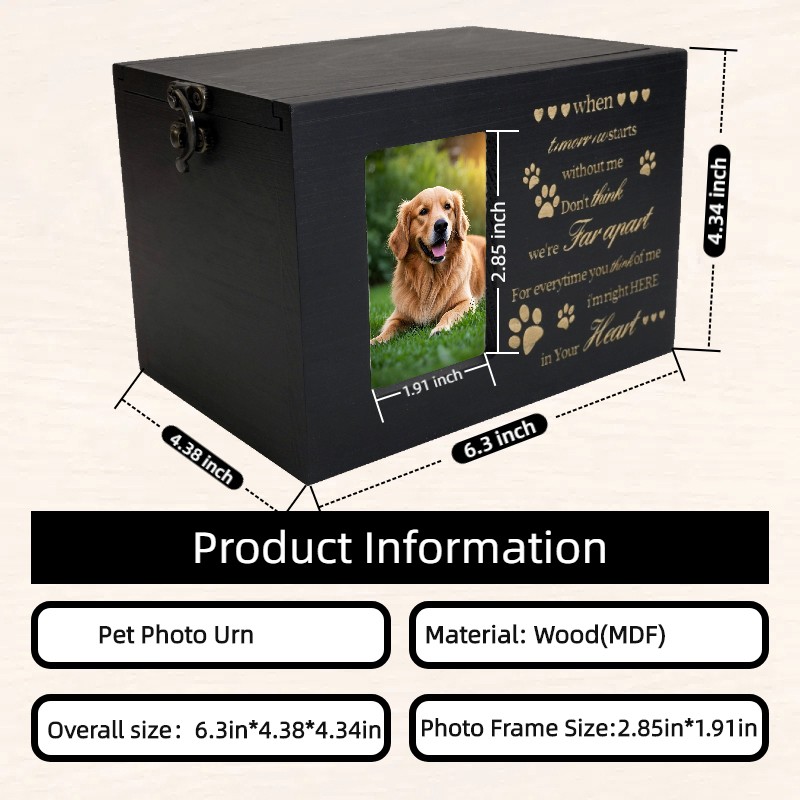 Large Wooden Pet Memorial Urns for Dogs and Cats Ashes with Photo Frame(Love)