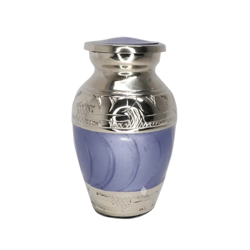 Lavender Serenity Keepsake Urn for Ashes – Small Memorial Urn with Silver Engrav