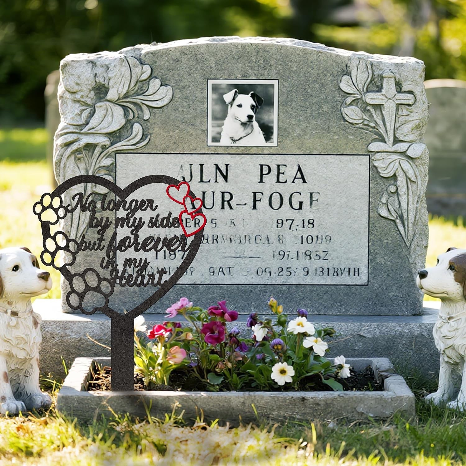 Pet Memorial Grave Marker Metal Dog Cat Remembrance Plaque Outdoor Yard Garden