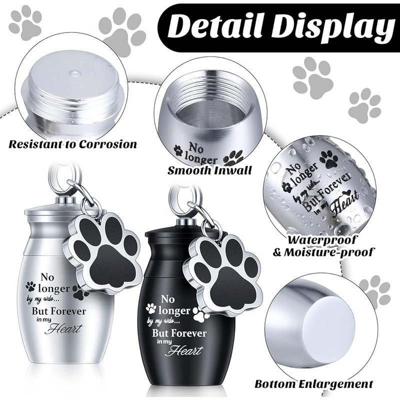 Pet Ashes Keychain Memorial Stainless Steel Dog Keepsake Urn Paw Print New