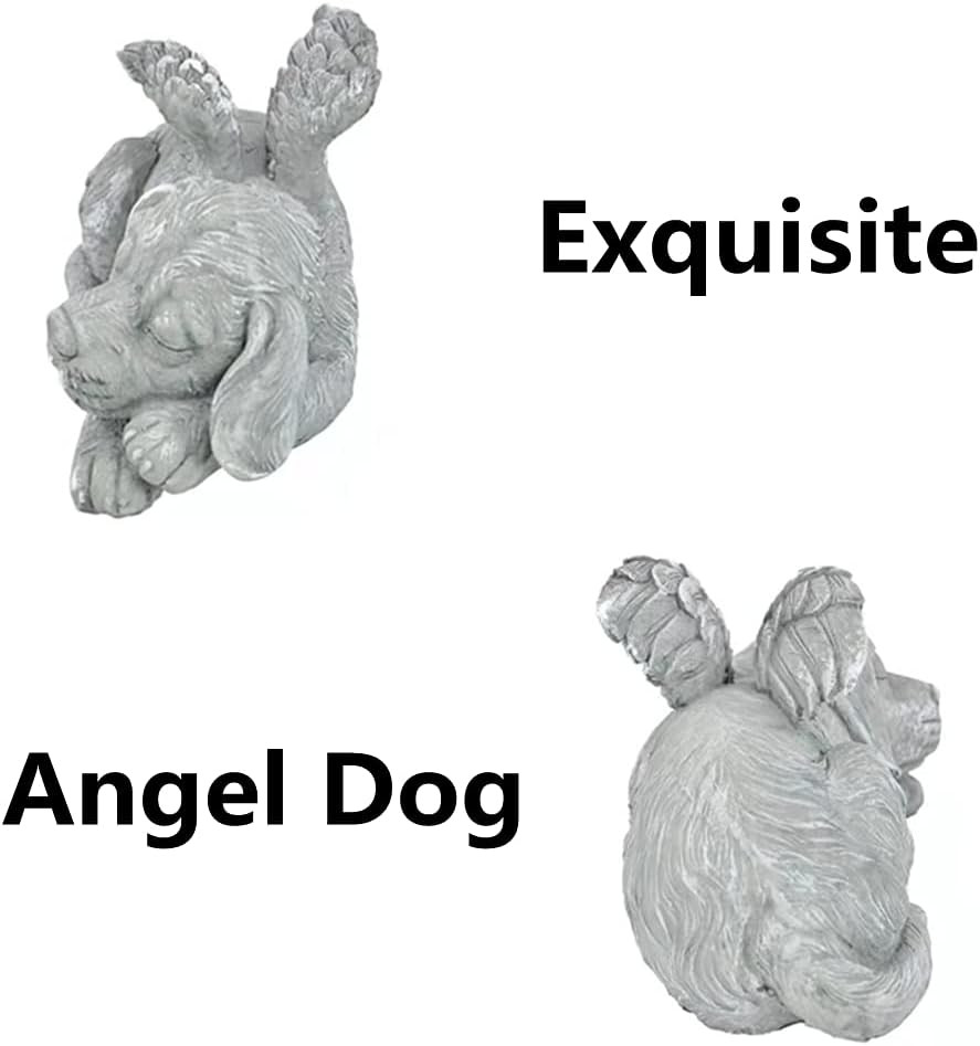 Dog Angel Wings Ornament Dog Angel Statue Mini Animal Statu for Garden Tombstone