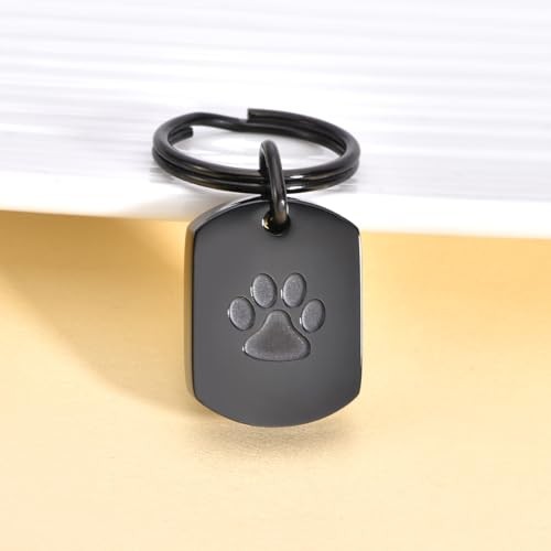 Pet Cremation Jewelry Dog Cat Paw Urn Keychain for Ashes for Women Men Black