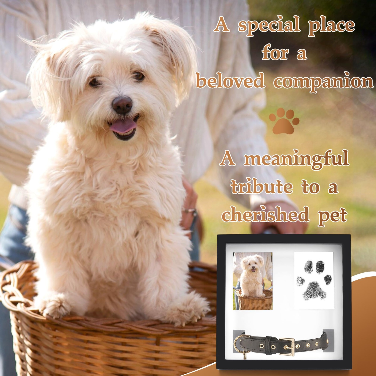 Dog Collar Memorial Frame, Paw Print Kit for Dogs, Memorial Gifts for Loss of…