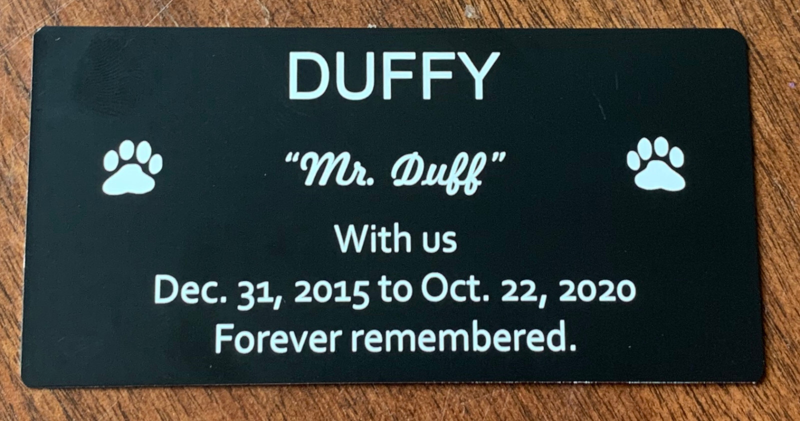 Pet Memorial Plaque (Durablack)