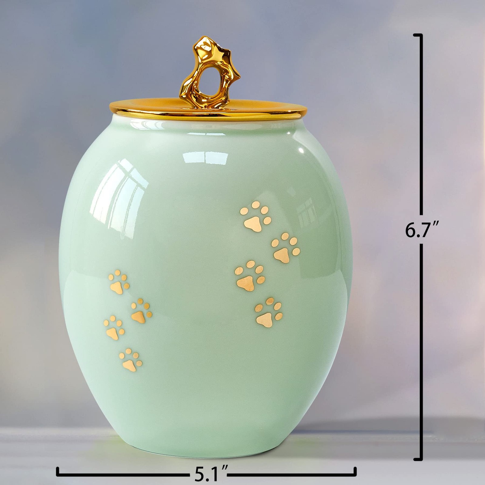 Medium Pet Urns for Dogs 6.7×5.2 Inch Ceramic Urn for Ashes up to 50LBS