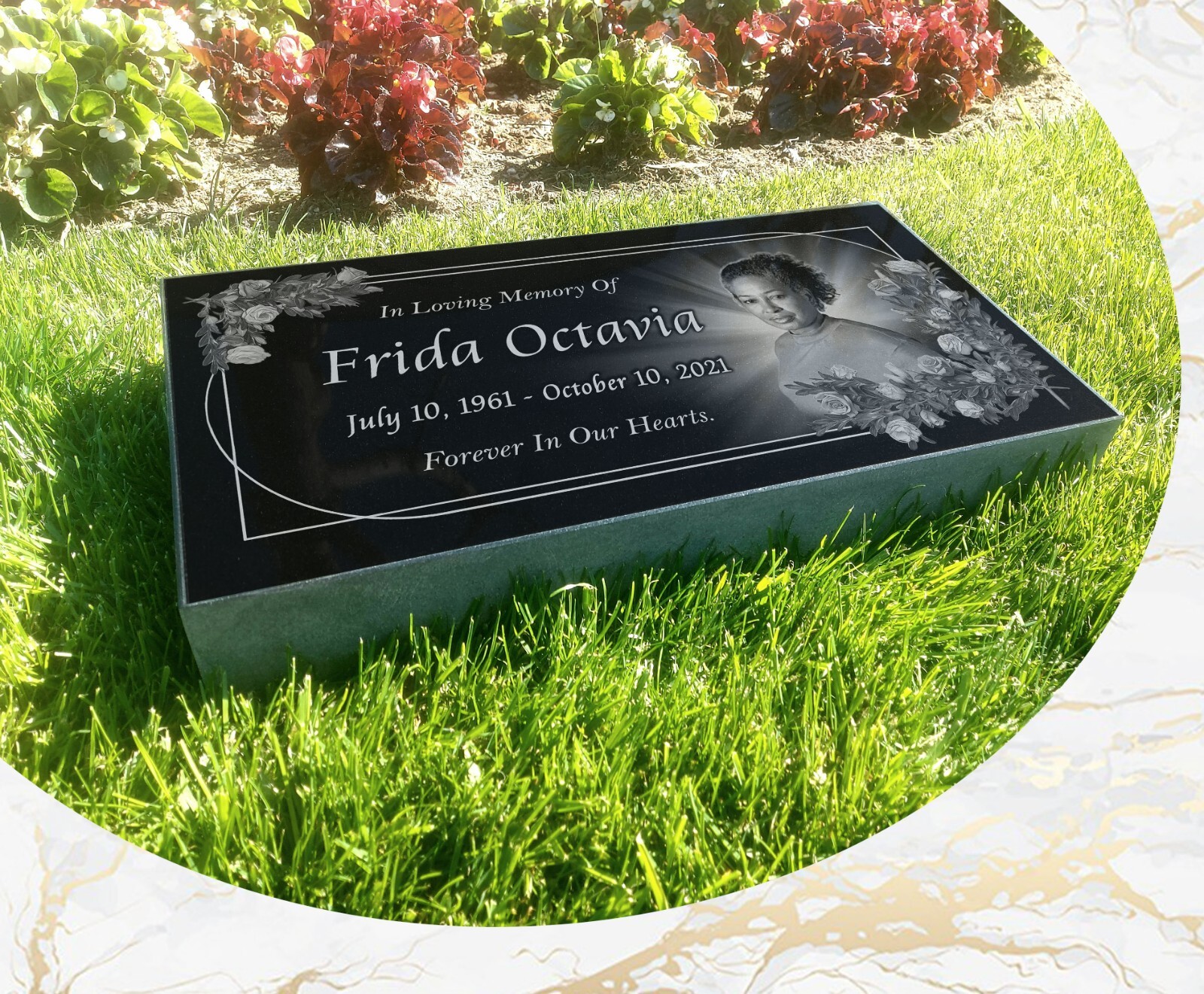 16″х8″х3″ inch Large Pet Headstone  Diamond Engraved on the Grave Marker Granite