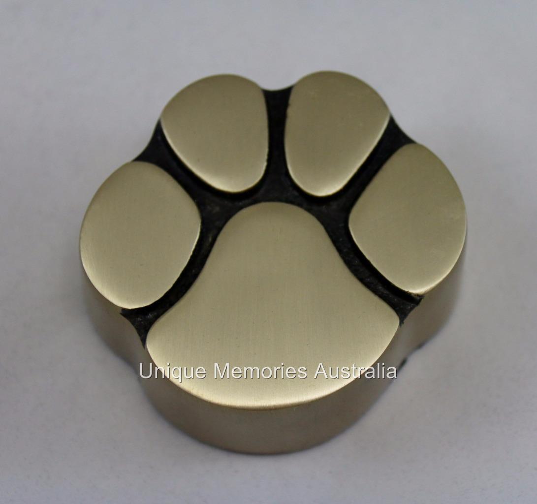 Solid Brass Bronze Cat & Dog Pet Paw Print Keepsake Cremation Funeral Urn + Case