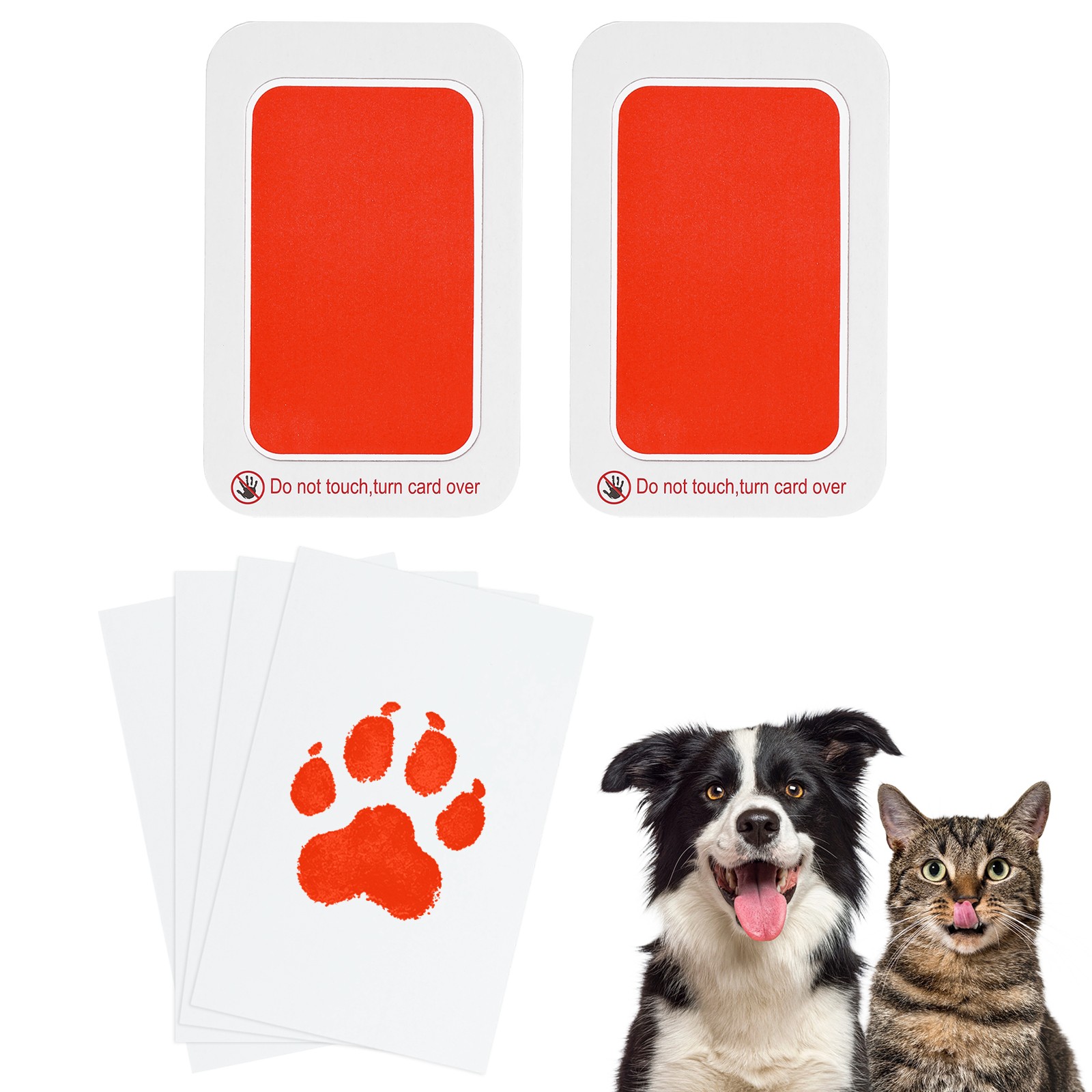Pet Paw Print Kit, 5.7″X4.1″ Paw Print Impression, (Red, 2 Set)