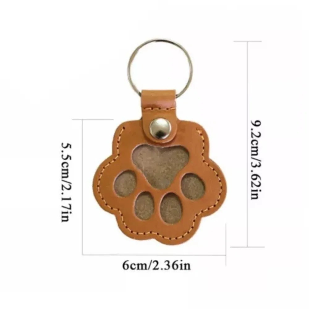 Pets Hair Memorial Keepsake Keychain PU Leather Dog Cat Storage Pouch Bag Charm