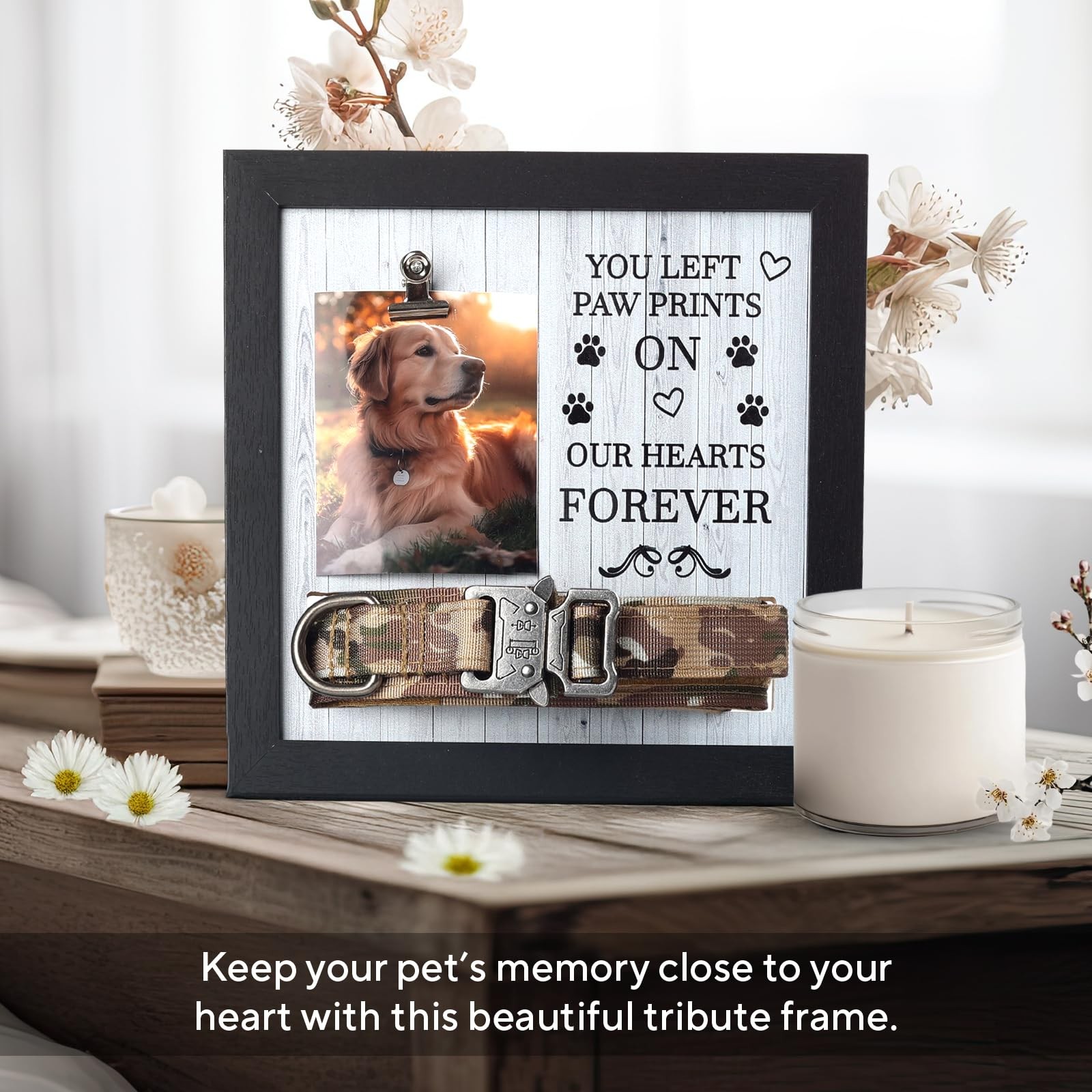 Pet Memorial Frame with Collar Holder – Dog & Cat Loss Remembrance Gift – You…