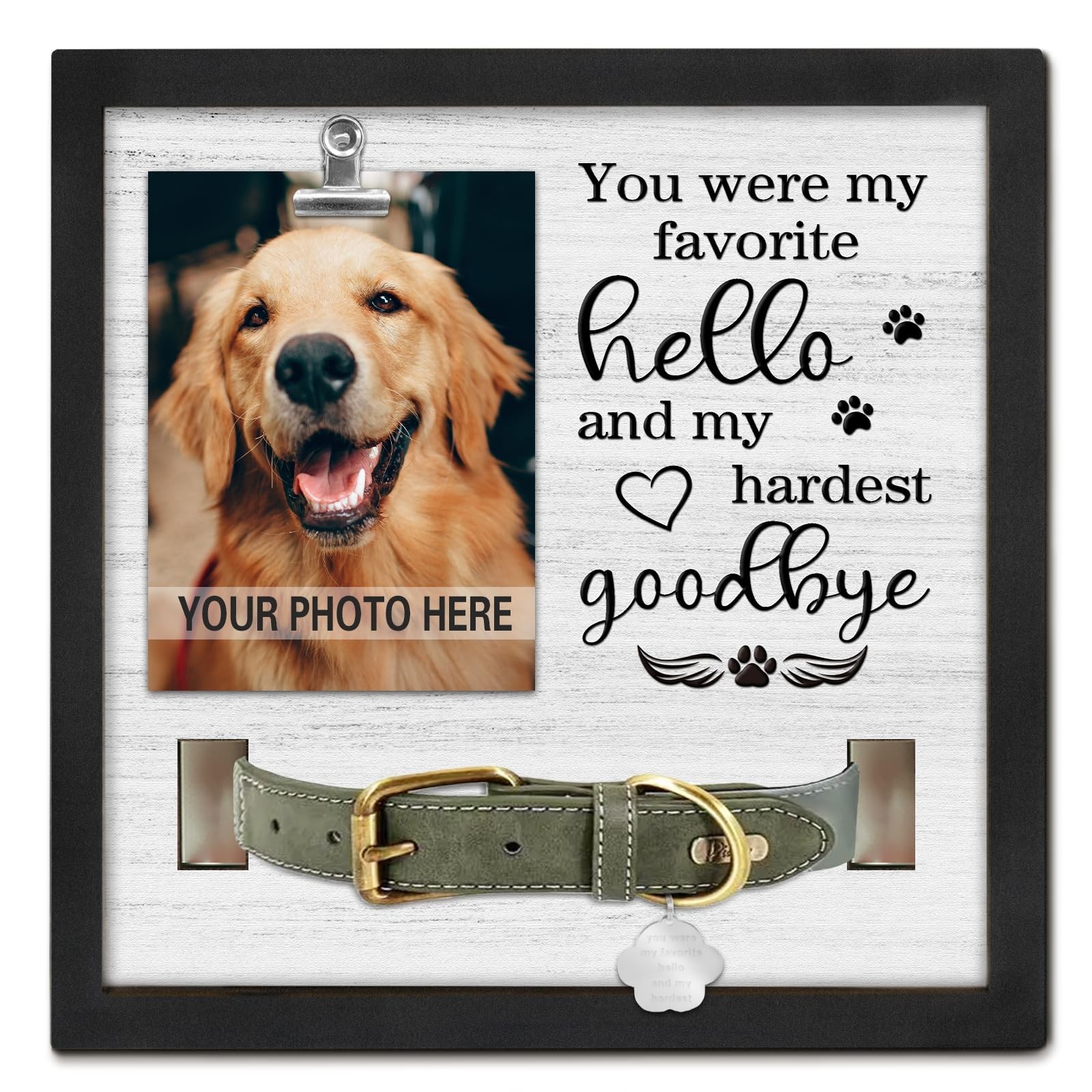 Dog Memorial Gifts for Pet Loss, Sympathy Frame with Collar Holder, Cat Remembra