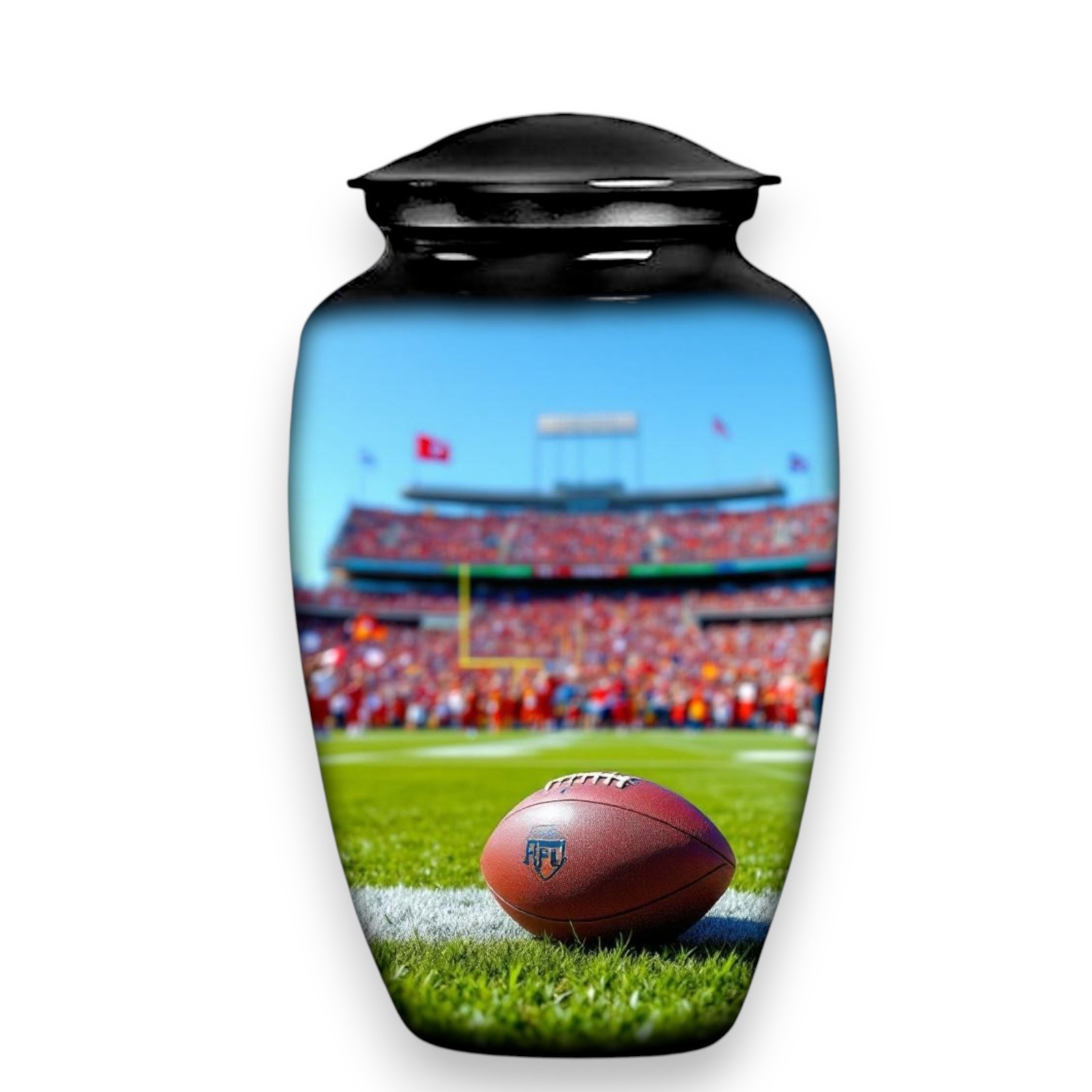 Football Cremation Large Black Urn Human Ashes w/Bag for Your Love Ones Earns