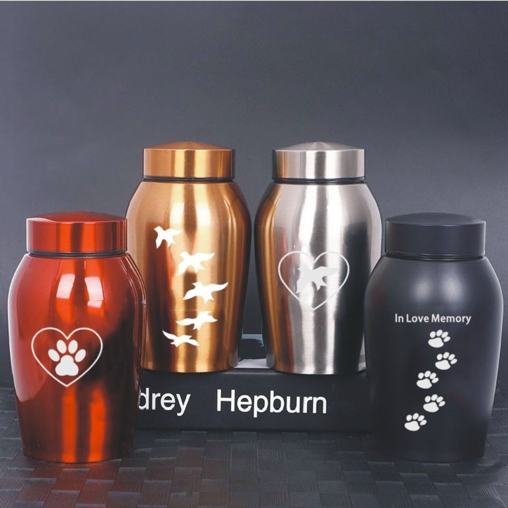 Stainless Steel Pet Cremation Urn Black Sealed Funeral Urn Small Animals US