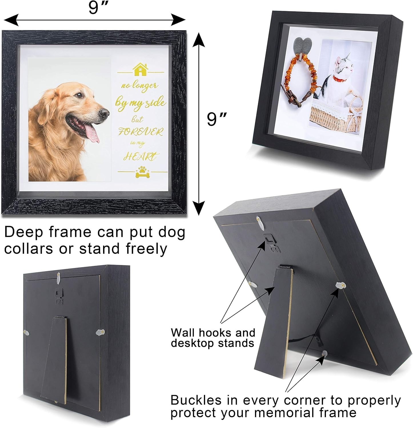 Durable Pet Collar Keepsake Frame – 9-Inch Memorial Tribute for Beloved Pets