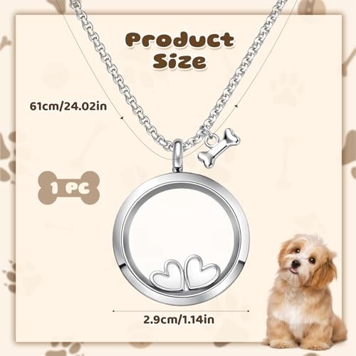 Transparent Glass Pet Fur Keepsake Necklace – Stainless Steel Urn Necklace