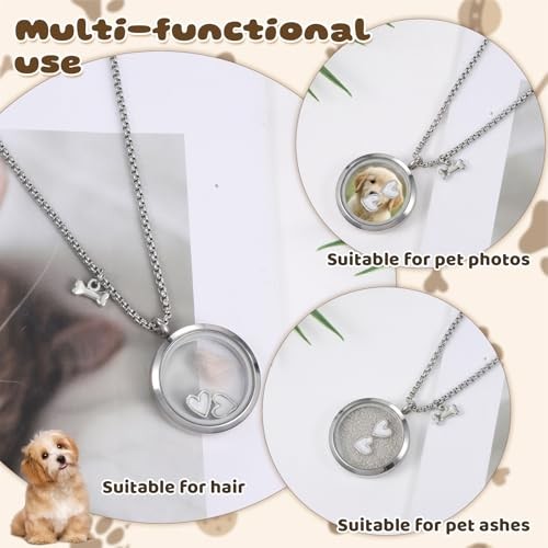 Transparent Glass Pet Fur Keepsake Necklace – Stainless Steel Urn Necklace