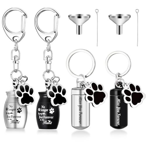 4 Pcs Pet Ashes Keepsake Keychain for Dog Urn with 4 Pcs Filling