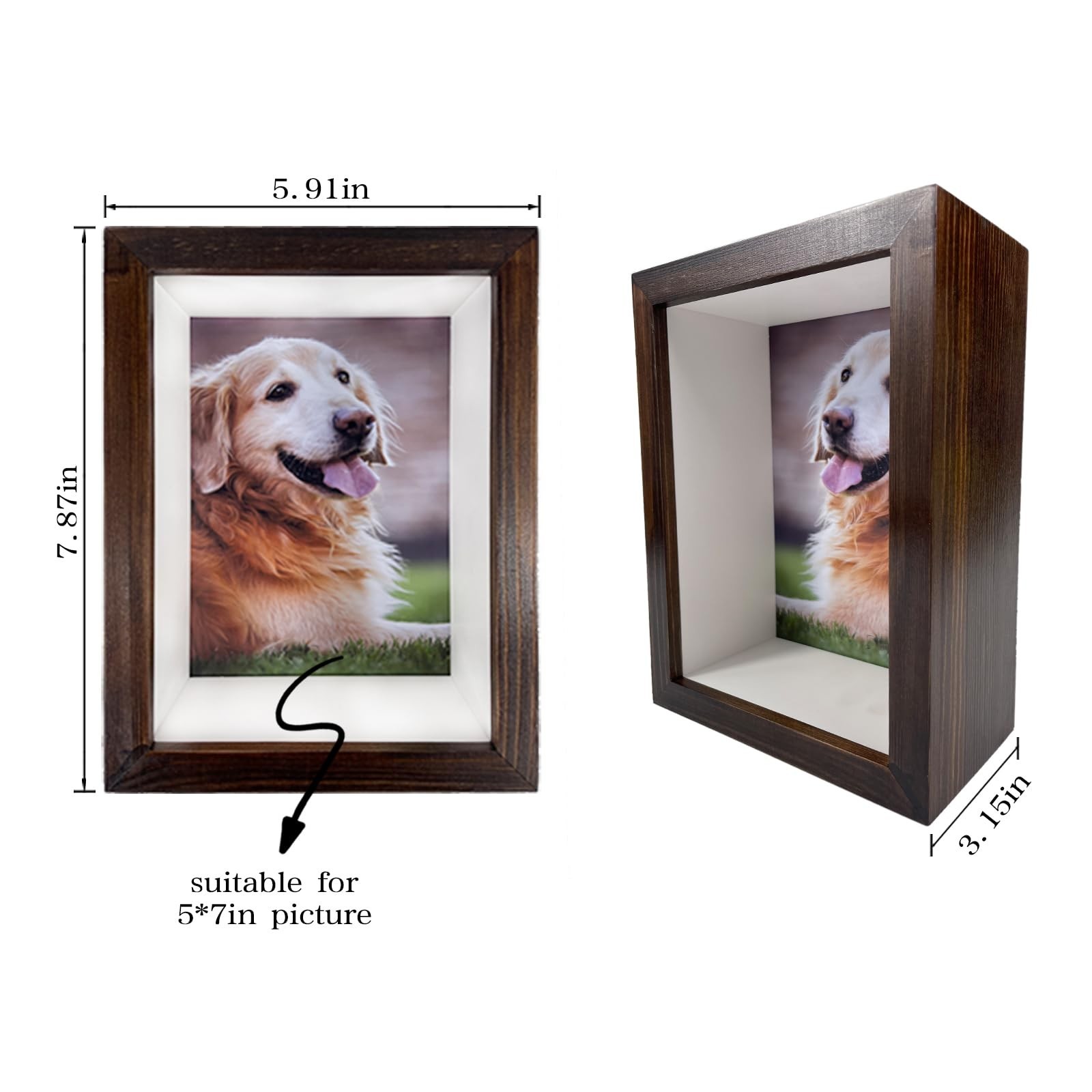 Pet Paw Print Kit with Picture Frame Shadow Box 5×7 for Dogs and Cats Pet Cla…