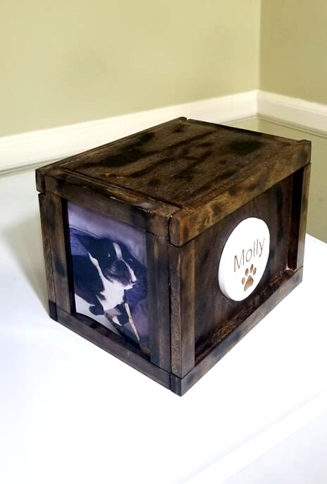Pet Memorial Memory Box with Pictures & Engraved | Custom Made Pet Urn Cremation