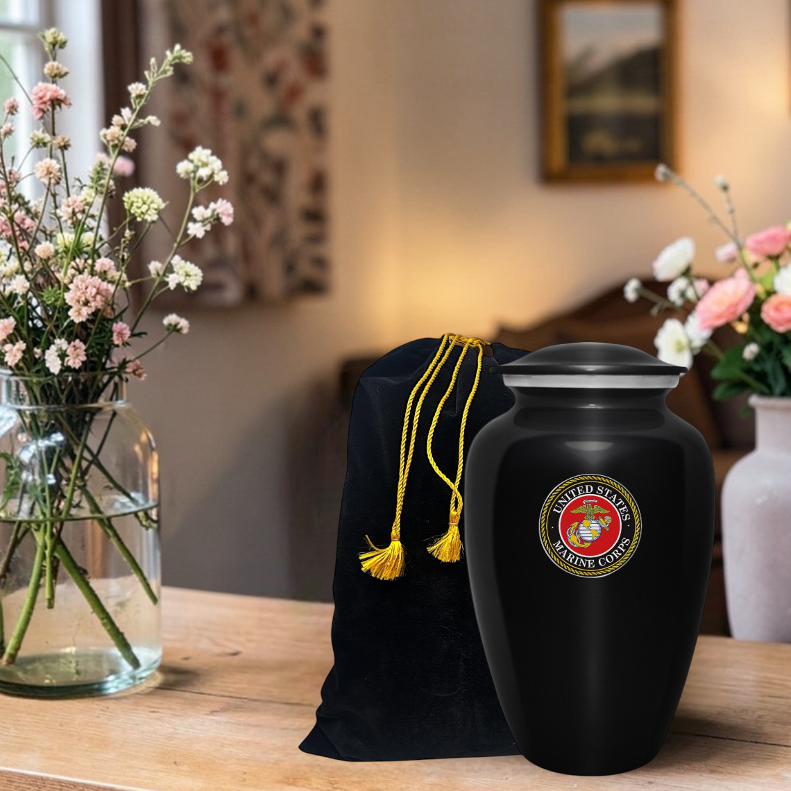 United State Marine Corps Cremation Urn Adult Human Ashes 10 Inch Urns w/Bag
