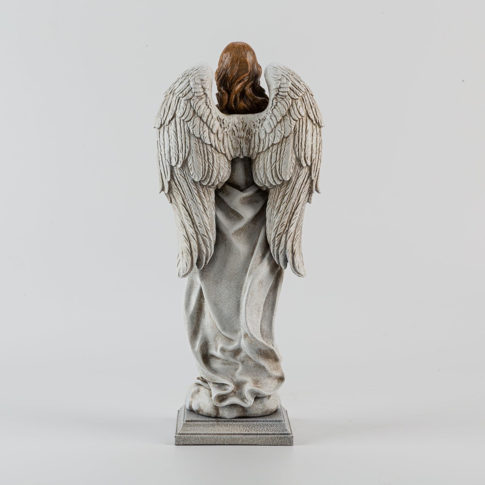 Garden Angel with Flower Wreath Statue – 16″ Outdoor Memorial Angel Decor