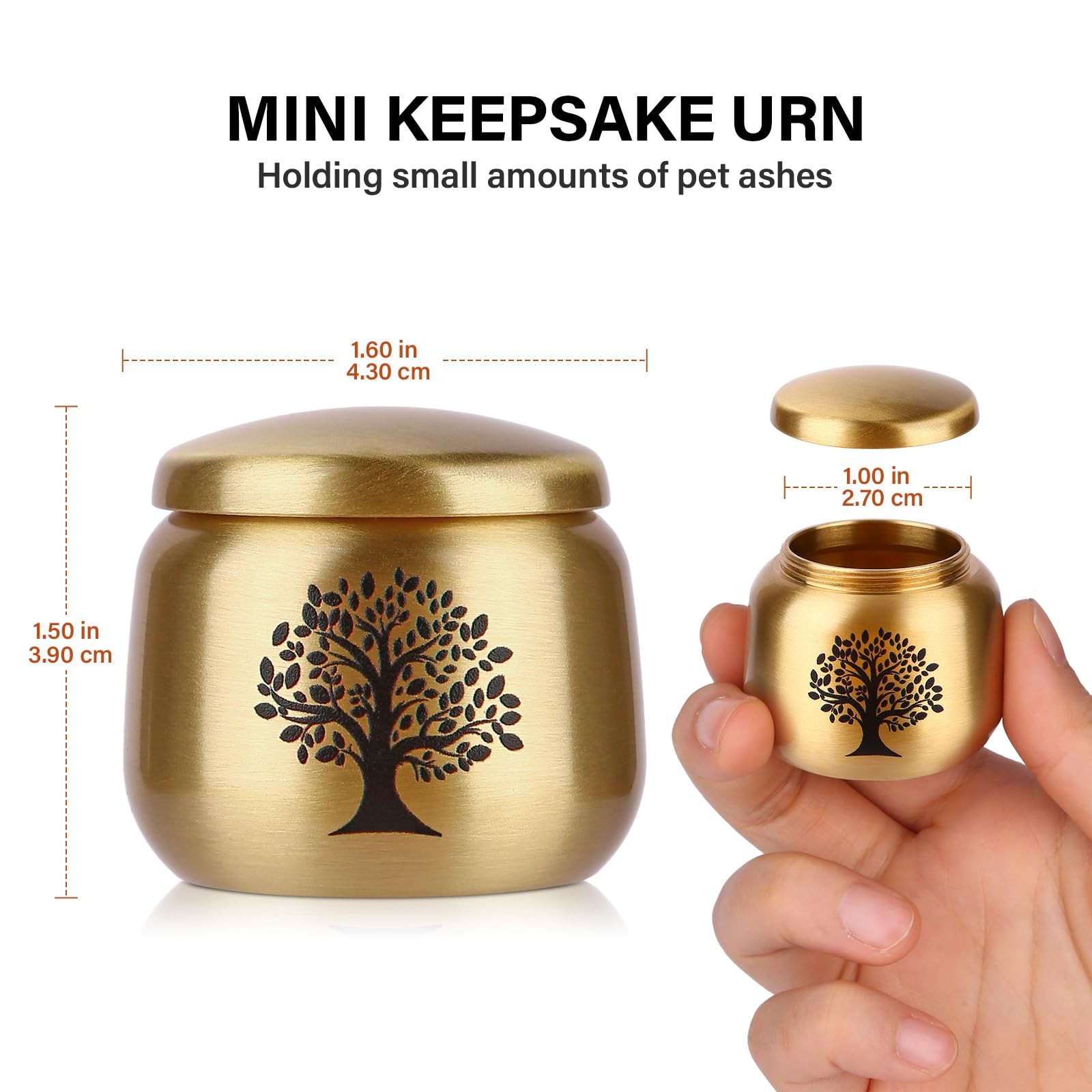Small Urns for Human Ashes Keepsake Set of 1,Mini 1.6”x1.5”,1pc, Yellow