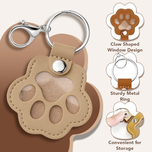 5PCS Pet Fur Storage Keychain, Dog Cat Hair Keepsake Key Ring, Paw Shaped
